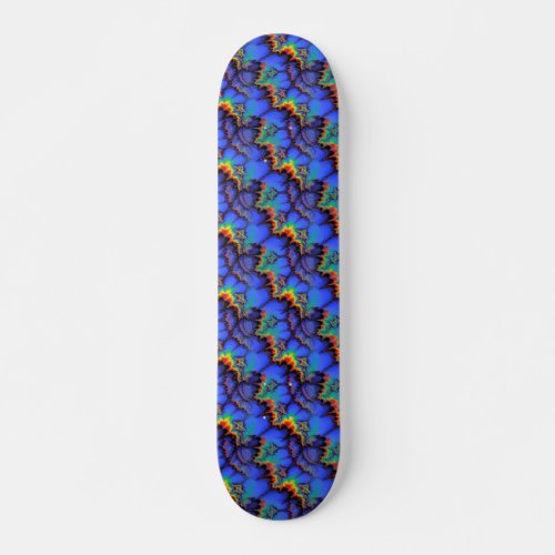 Electric Rainbow Waves Fractal Art Pattern Skateboard Deck
