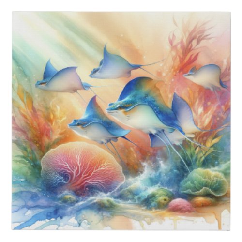 Electric Rays 040624AREF110 _ Watercolor Faux Canvas Print