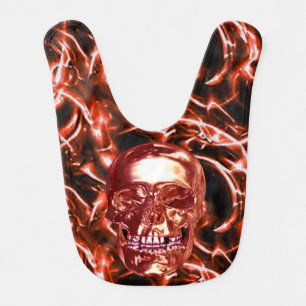 Electric Red Chrome Skull Baby Bib