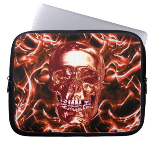 Electric Red Chrome Skull Laptop Sleeve