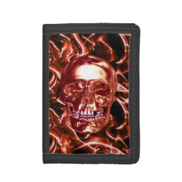 Electric Red Chrome Skull Wallet