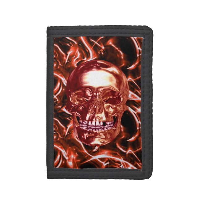 Electric Red Chrome Skull Wallet (Front Vertical)