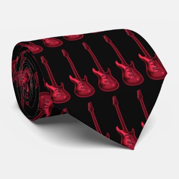 Electric Red Guitar ~ Rock Music Necktie by UROCKDezineZone at Zazzle