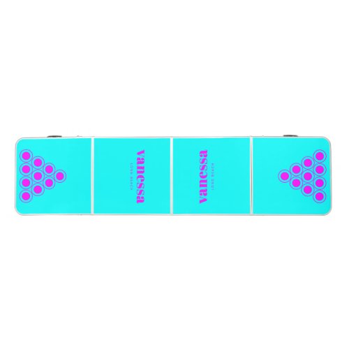 Electric Retro Cyan Minimal Modern Classic Name Beer Pong Table
