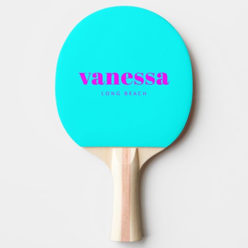 Electric Retro Cyan Minimal Modern Classic Name Ping Pong Paddle