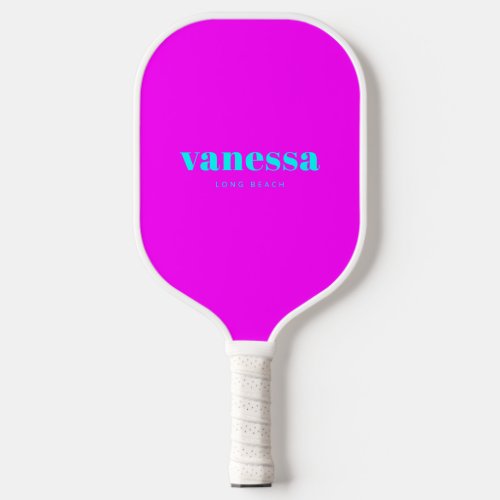 Electric Retro Cyan Rev Minimal Modern ClassicName Pickleball Paddle