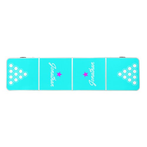 Electric Retro Cyan Vintage PR Star Signature Beer Pong Table