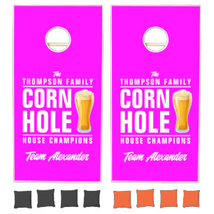 Electric Retro Pink Brew Battle Champions Team Cornhole Set