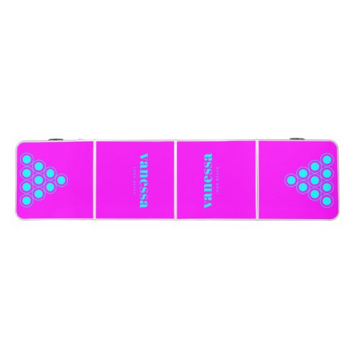 Electric Retro Pink Minimal Modern Classic Name Beer Pong Table
