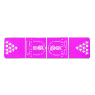 Electric Retro Pink Pineapple Wedding Arch & Name Beer Pong Table