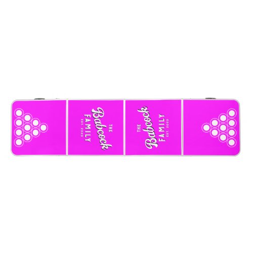 Electric Retro Pink Retro Family Name & Year Beer Pong Table