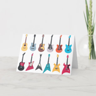 Electric rock guitar letterpress thank you card