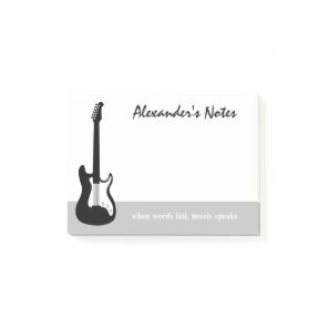 Electric rock guitar post it notes for guitarist