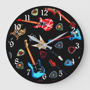 Electric Rock Guitars Large Clock