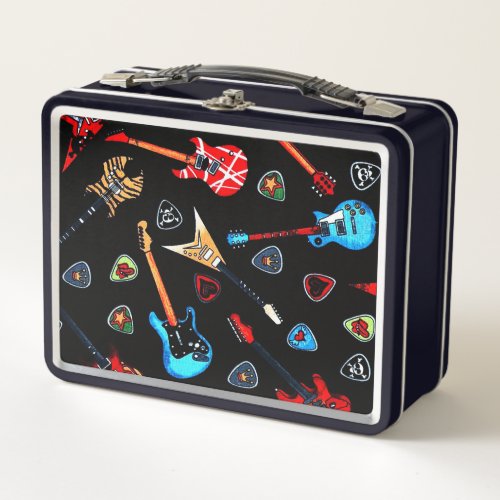 Electric Rock Guitars Metal Lunch Box