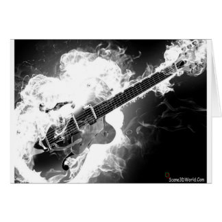 Electric Rockabilly Guitar on Fire Monochrome Cards