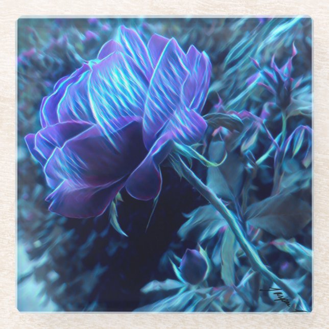 Electric Rose Garden Glass Coaster (Front)