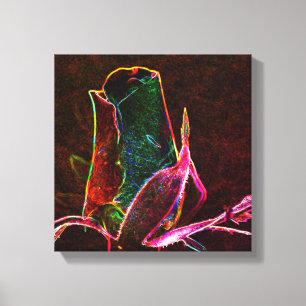 Electric Rosebud Abstract Flower Art Canvas Print