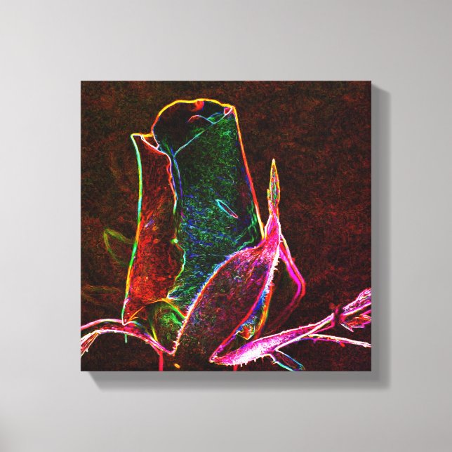 Electric Rosebud Abstract Flower Art Canvas Print (Front)