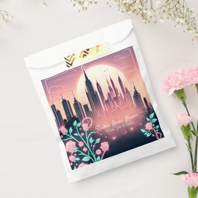 Electric Roses Futuristic  Neon Bridal Shower  Favor Bag (Sealed)