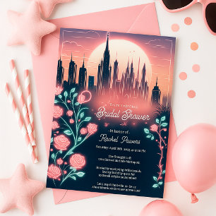 Electric Roses Futuristic Neon Bridal Shower Invitation