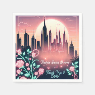 Electric Roses Futuristic  Neon Bridal Shower  Napkins