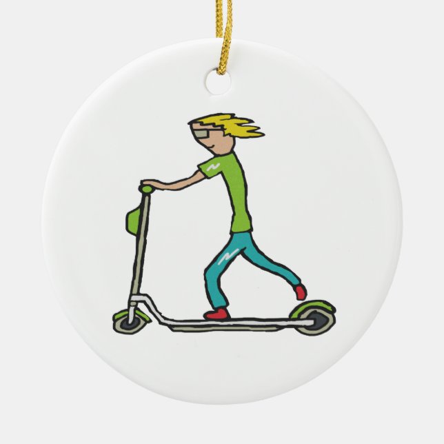Electric Scooter Ceramic Ornament (Front)