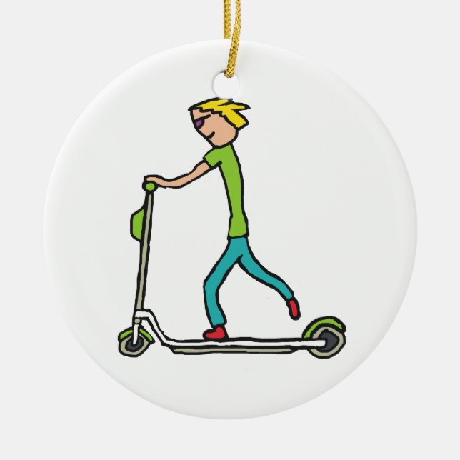 Electric Scooter Ceramic Ornament (Front)