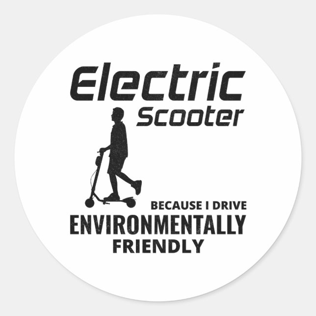 Electric Scooter Driver Motorized E-Scooter Classic Round Sticker (Front)