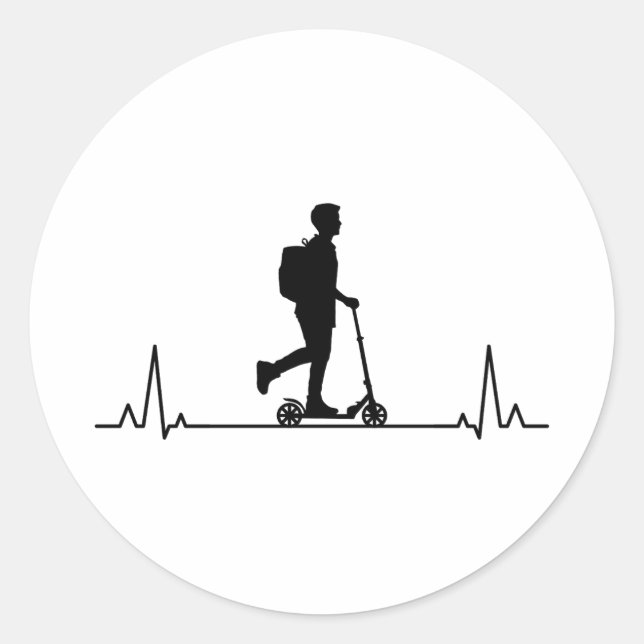 Electric Scooter Driver Motorized E-Scooter Pulse Classic Round Sticker (Front)