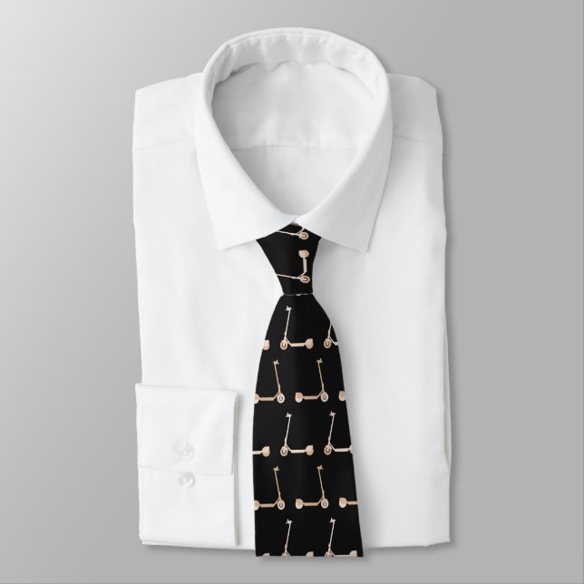 Electric Scooter, Fun E-Scooter Patterned Neck Tie (Tied)