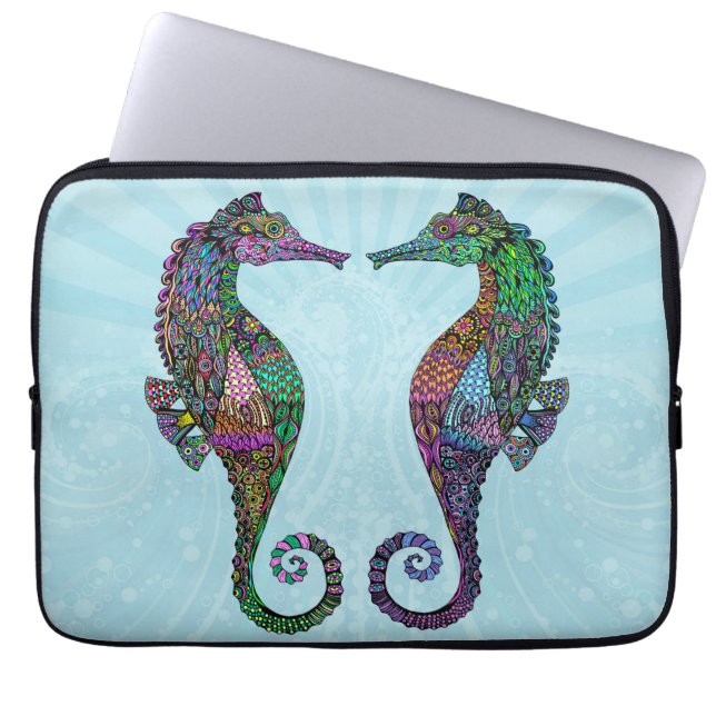 Electric Seahorse Neoprene Laptop Sleeve (Front)