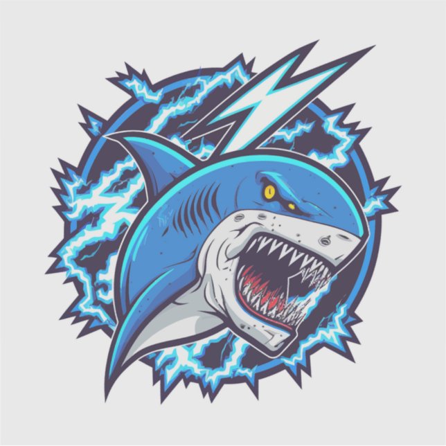 electric shark sticker (Front)