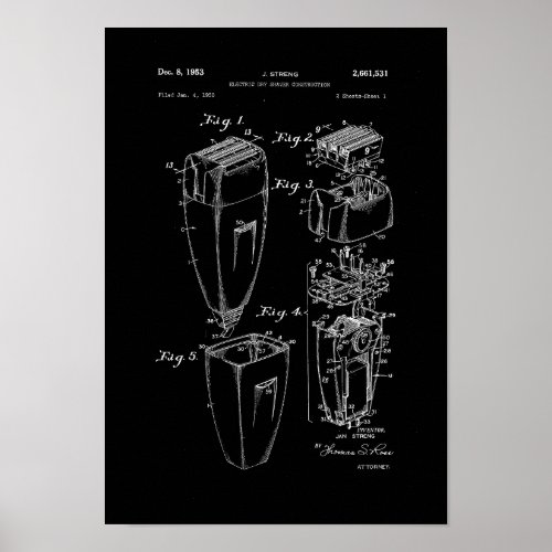 Electric Shaver Patent Poster Barber Shop Decor