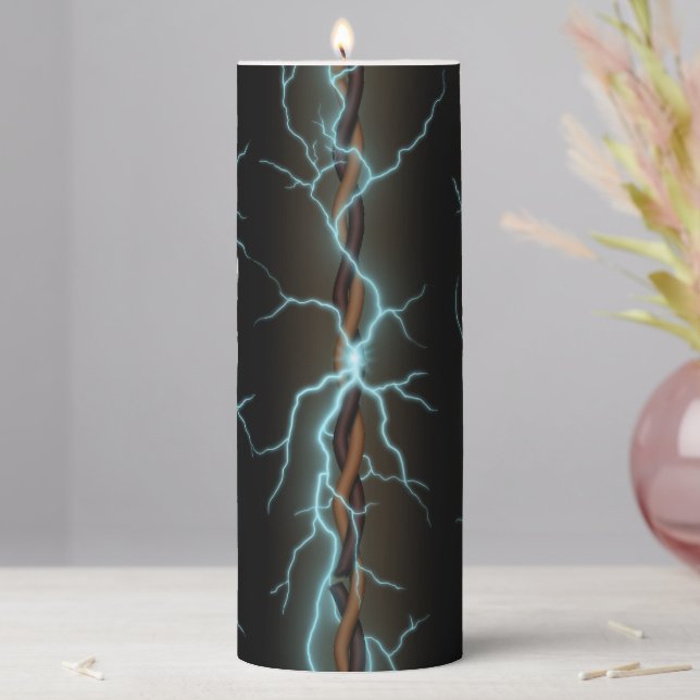 Electric Shock Dramatic Industrial Grunge Fantasy Pillar Candle (In Situ)