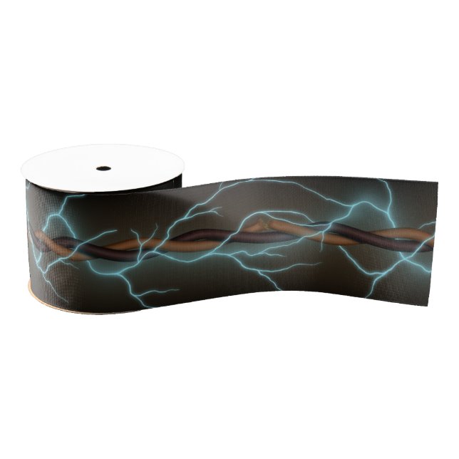 Electric Shock Frayed Wires Industrial Grunge Wide Grosgrain Ribbon (Spool)