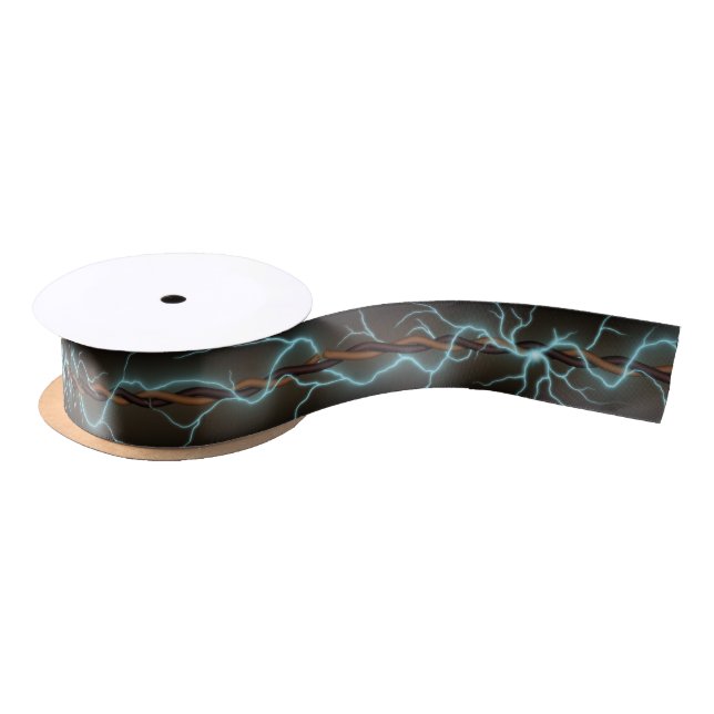 Electric Shock Frayed Wires Steampunk Narrow Satin Ribbon (Spool)