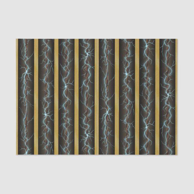 Electric Shock Industrial Fantasy Brass Stripes Tissue Paper (Front)