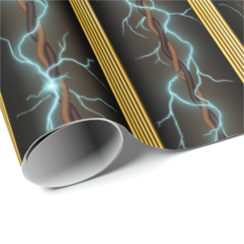 Electric Shock Industrial Fantasy Brass Stripes Wrapping Paper