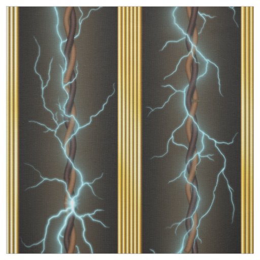 Electric Shock Machine Age Brass Stripes Steampunk Fabric