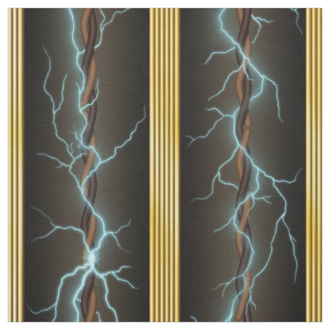 Electric Shock Machine Age Brass Stripes Steampunk Fabric (Swatch)