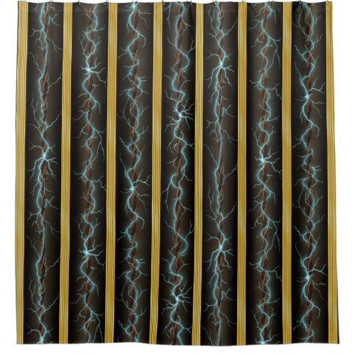 Electric Shock Machine Age Brass Stripes Steampunk Shower Curtain