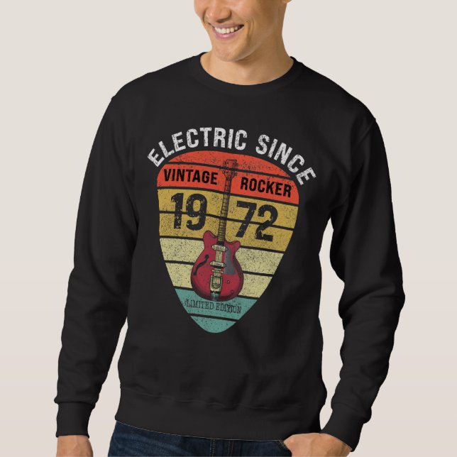 Electric Since 1972 Vintage Guitar Rocker Sweatshirt (Front)