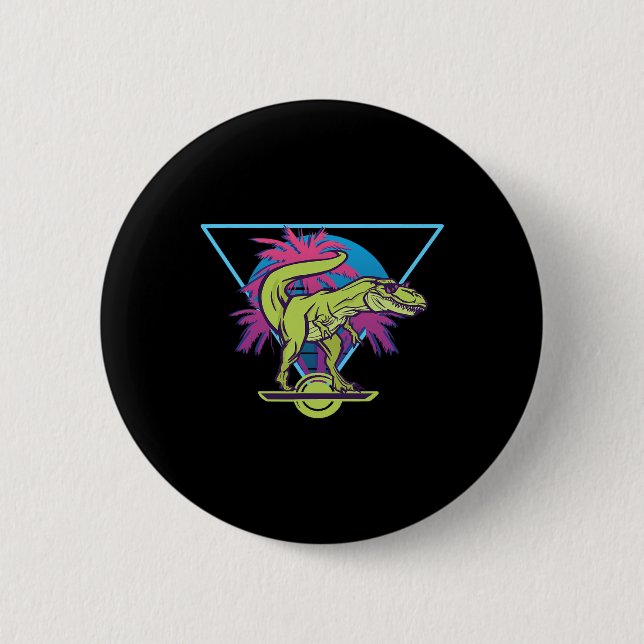 Electric Skateboard Modern Floating T-rex Retro On Button (Front)