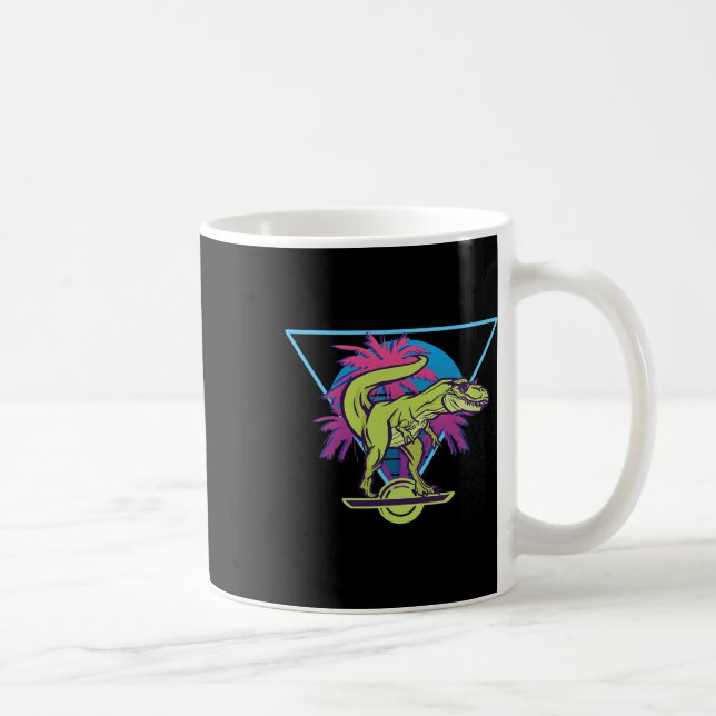 Electric Skateboard Modern Floating T-rex Retro On Coffee Mug (Right)