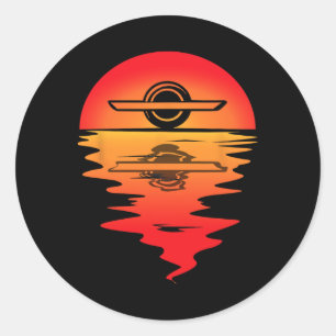 Electric Skateboard Vintage Sunset Onewheel Float Classic Round Sticker