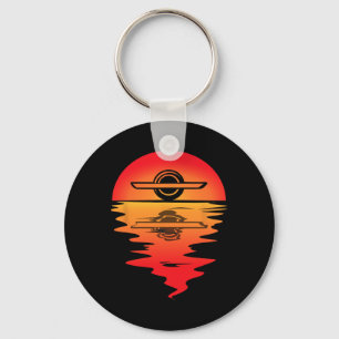 Electric Skateboard Vintage Sunset Onewheel Float  Keychain