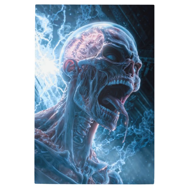 Electric Skull: Brainstorm Horror Metal Print (Front)