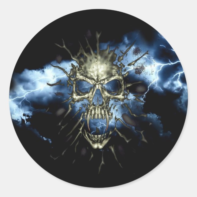 Electric Skull Classic Round Sticker (Front)