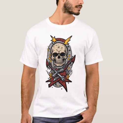 Electric Skull Rock n Roll Patch Tee Collection